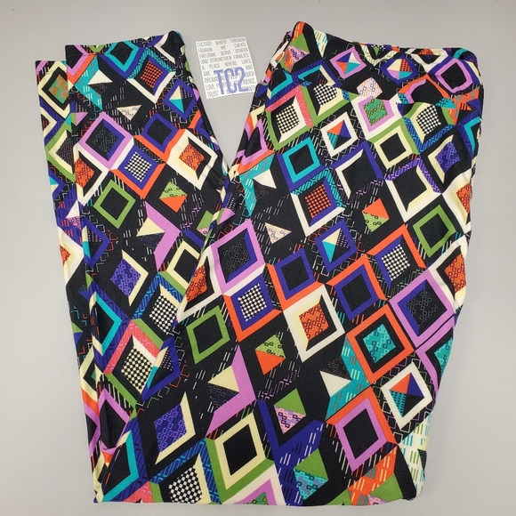 LuLaRoe TC2 Leggings Geometric Diamond Print NEW - Picture 2 of 7